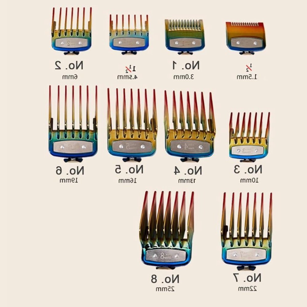 Haartrimmer Opzetkammen - Geleidekammen Tondeuse - Haarknippen Thuis - Metalen Bevestiging - 10 Stuks - Zilverkleurig