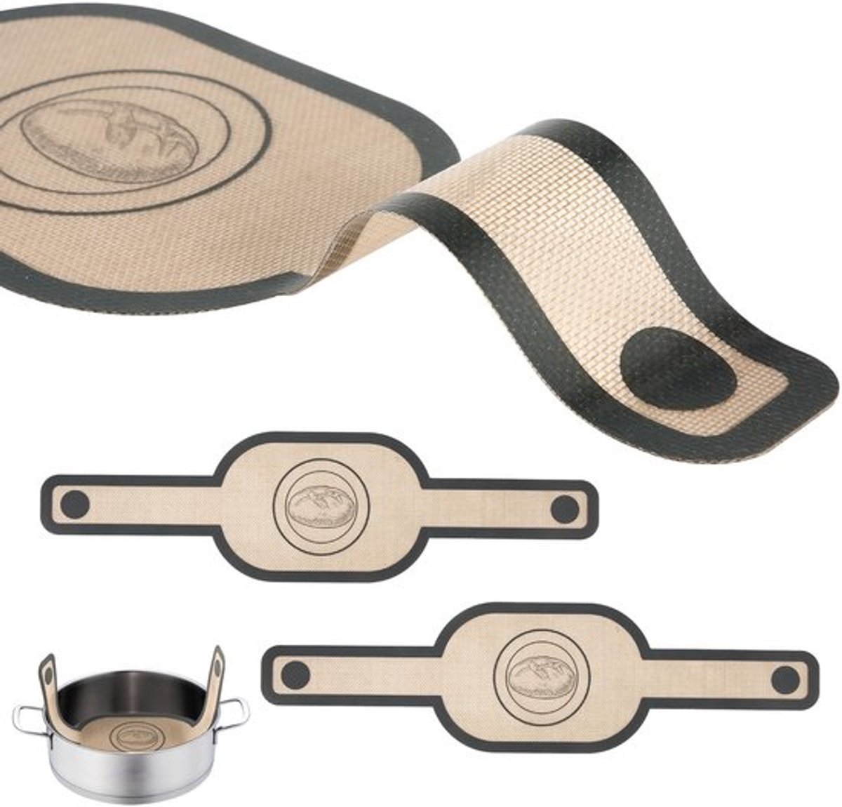 2 St Broodsling voor Dutch Oven, 21x56cm Siliconen Broodbakmat Niet-plakkerig Deegoverdracht Bakmat Broodbakbenodigdheden voor Luchtfriteuse Thuis Bakkerijen (Ovale Stijl)