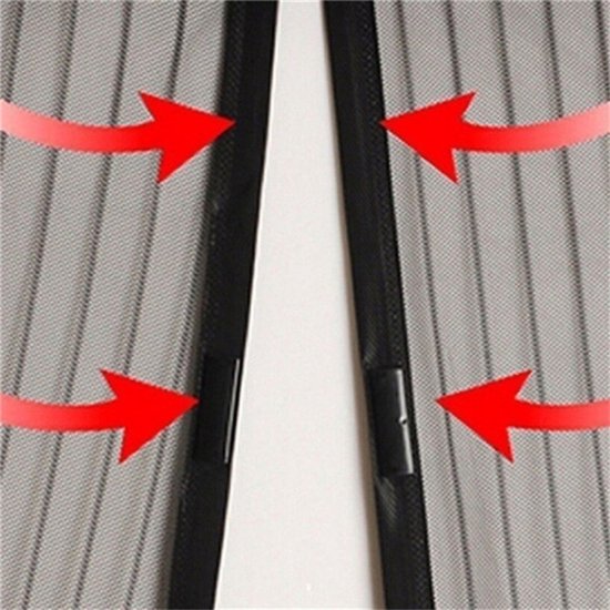 Deurgordijn zonder boren, zelfklevend - magnetisch muggennet voor deuren - dicht geborduurd muggengordijn - sluit automatisch met magneten, houdt muggen buiten in de zomer (100*210 cm, zwart) — afbeelding 4