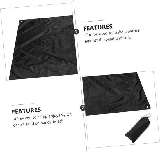 Kampeermatras Slaapmat - Outdoor deken - Buitenactiviteiten - Wasbaar krimpvrij - 210x150cm - Zwart — afbeelding 5