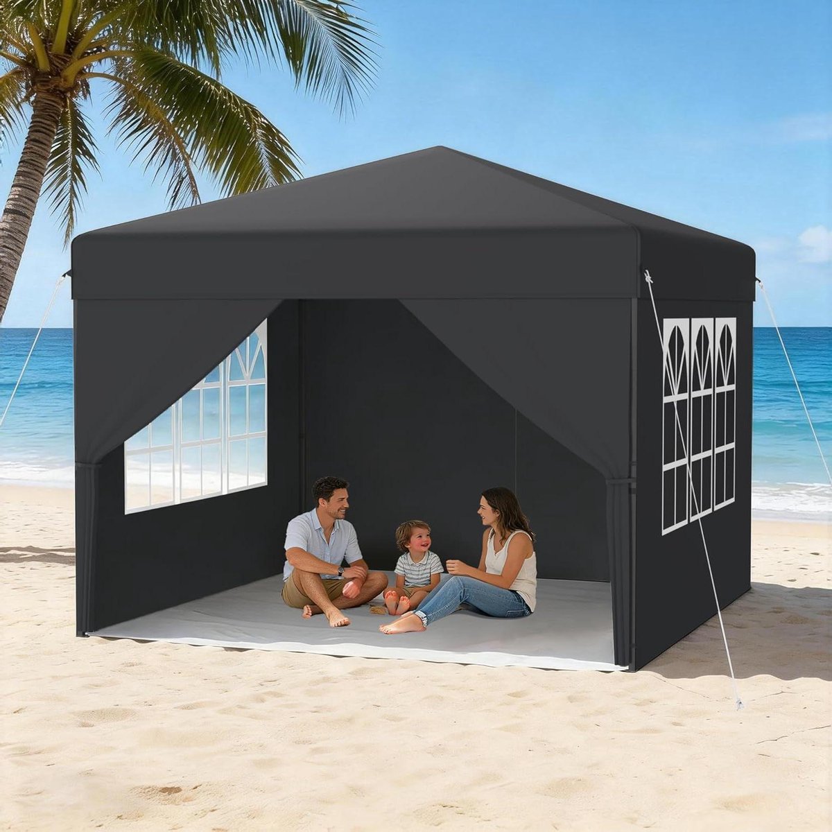 Pop-up paviljoen - Vouwtent feesttent - Buitenfeest organiseren - Opbouw in één minuut - 3x3 meter - Antraciet