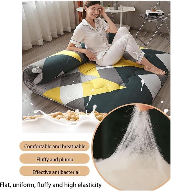 Draagbare Futonmatras - Japanse Vloermat - Comfortabel Slapen - Opvouwbaar Ontwerp - 140 x 190 cm - A — afbeelding 4