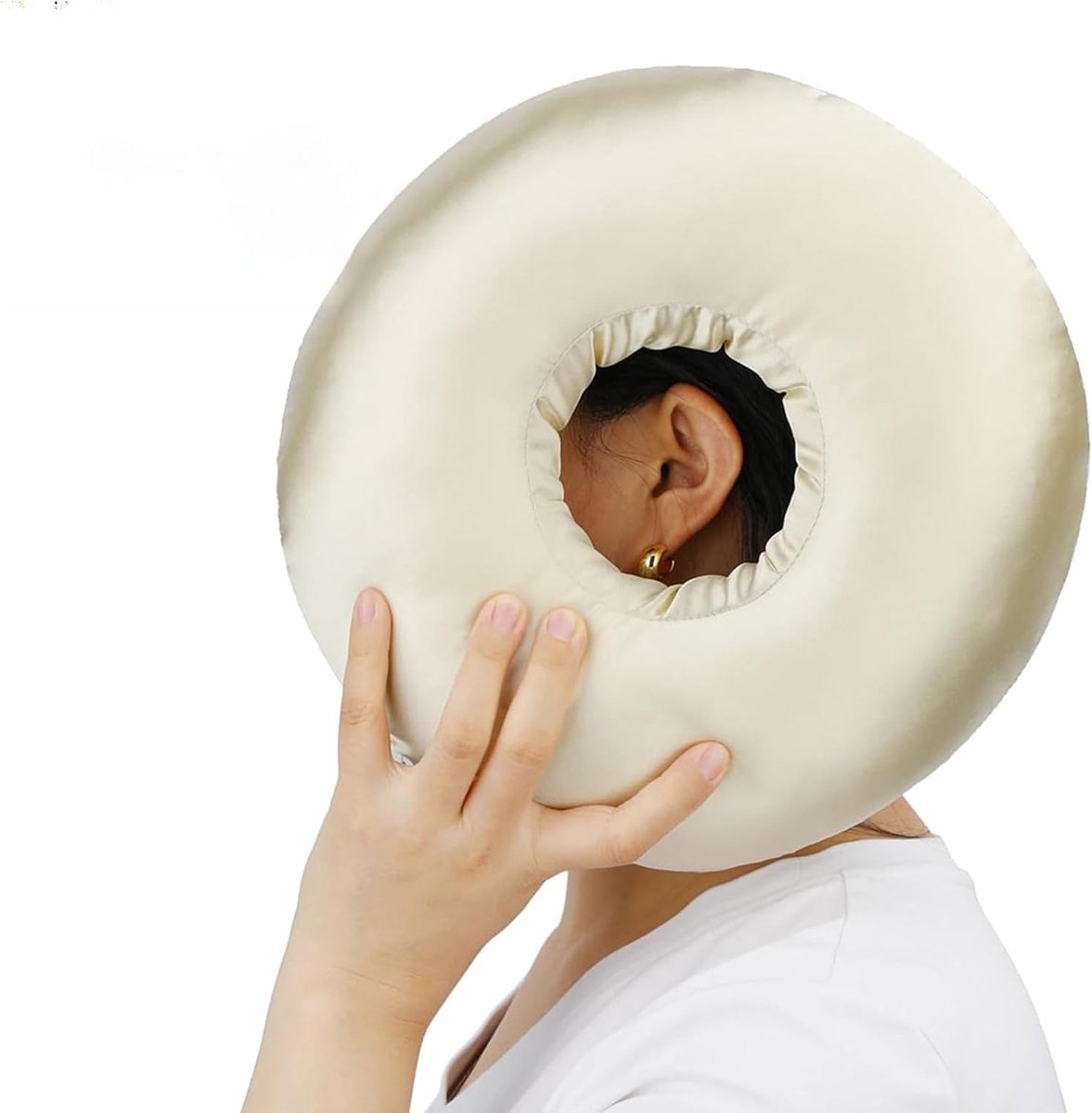 Comfortabel Kussen met Gat voor Oorbellen - Holle Donutvorm voor Zijslapen en Ontspanning, Ideaal voor een Goede Nachtrust
