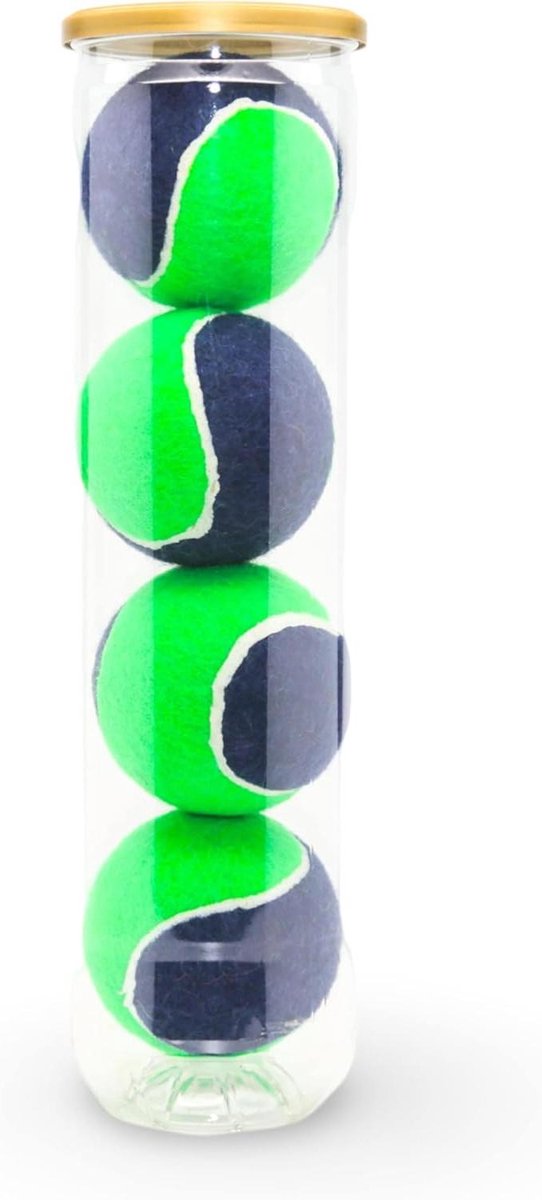 Tennisballen Set - Oefenballen - Sporten en Spelen - Tweekleurig Design - 4 Stuks - Groen Blauw