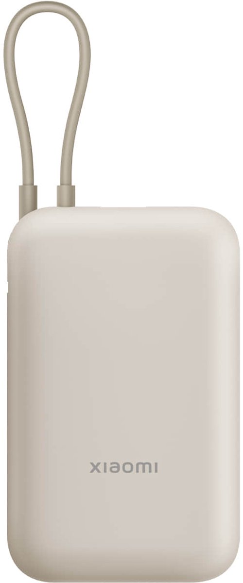 Xiaomi Powerbank 10000mAh – 22.5W Snelladen – Geïntegreerde USB-C Kabel – Beige