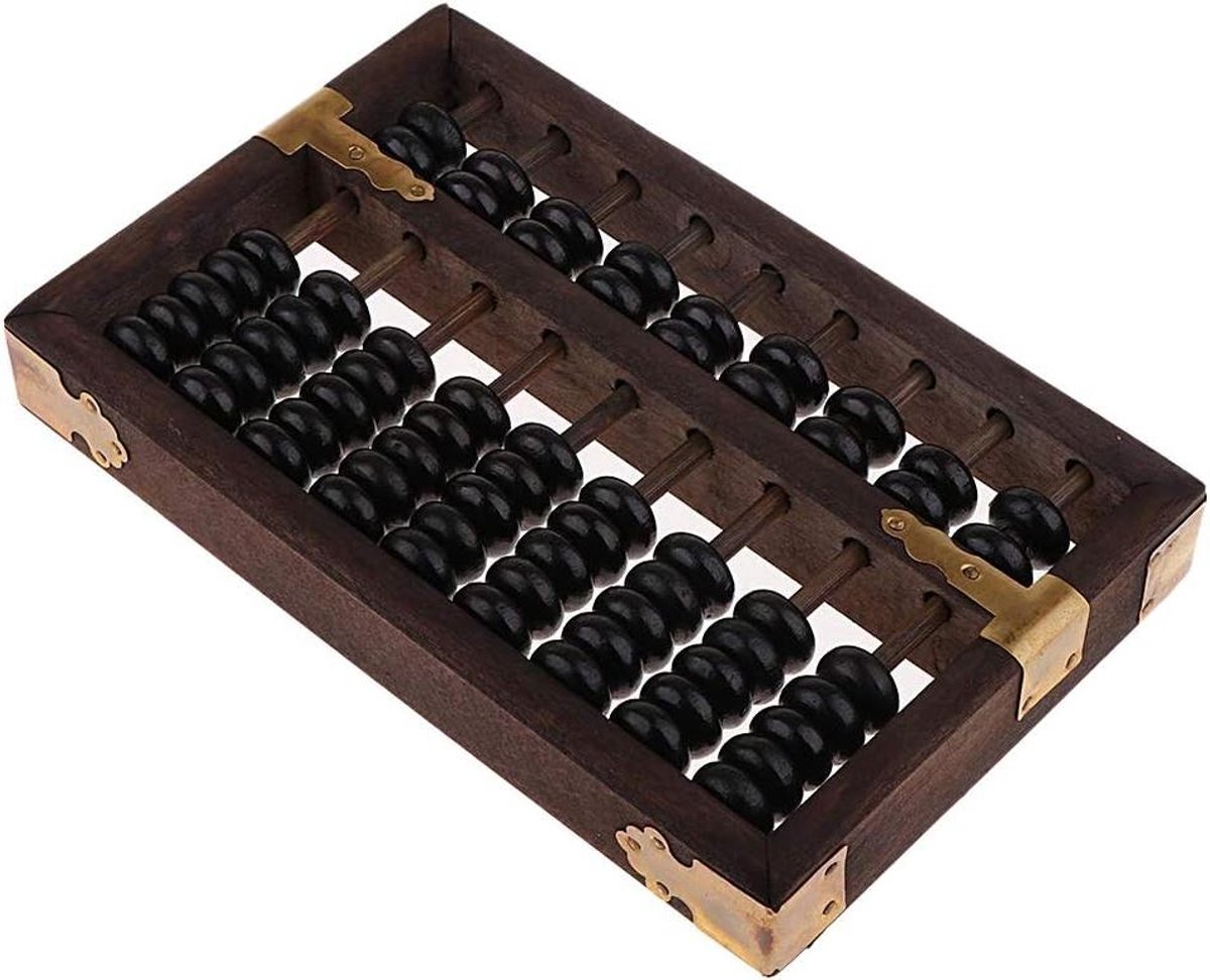 Houten Telraam - Rekenmachine Tool - Rekenen Leren - 9 Cijfers - 17.8 cm - Zwart