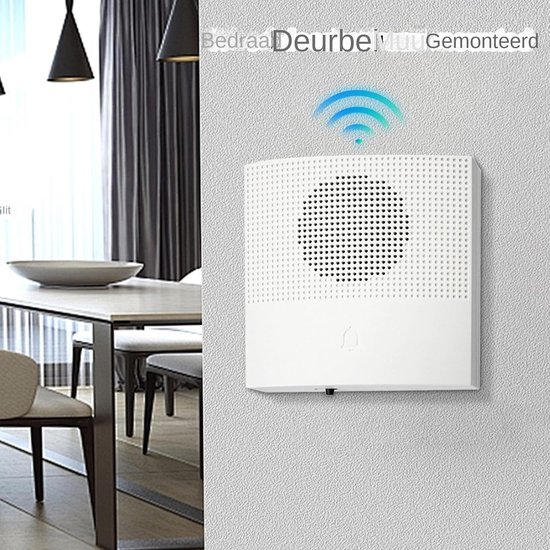 Draadloze Deurbel - Deurklok Ring Chime - Huishoudelijke Meldingen - Waterdicht Weerbestendig - 10.7 x 9.7 x 4.3 cm - Wit — afbeelding 3