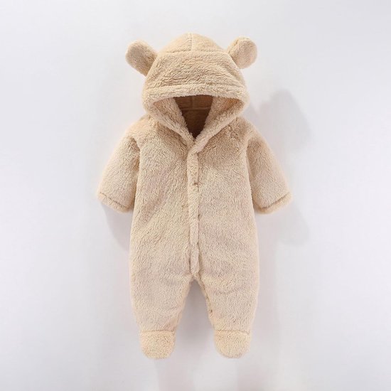 Baby Sneeuwpak - Winterpakje Onesie - Warm Blijven - Met Capuchon - Newborn - Neutrale Kleur — afbeelding 4