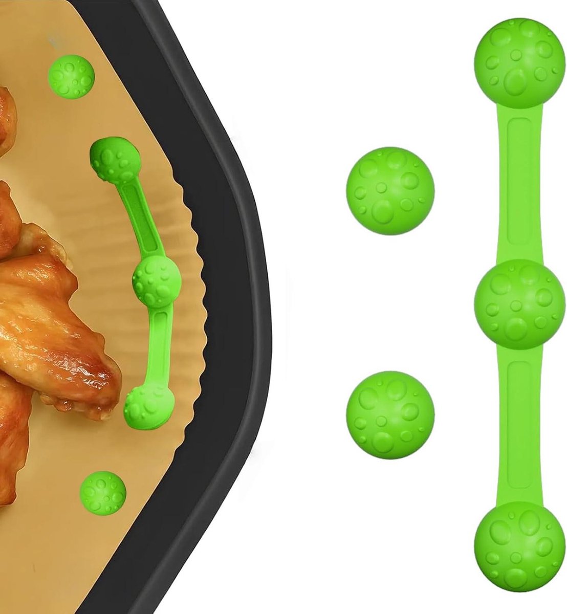 Airfryer Magneten Bakpapier Houders Schoon Koken Hittebestendig Siliconen 10 cm Lengte Groen