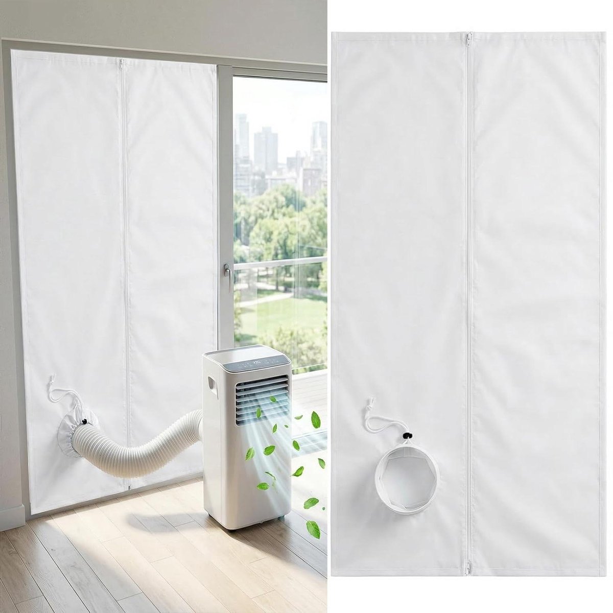 Deurafdichting Airco - Raamkit Balkon - Koelte Behoud - Trekband Ontwerp - 110 x 210 cm - Wit