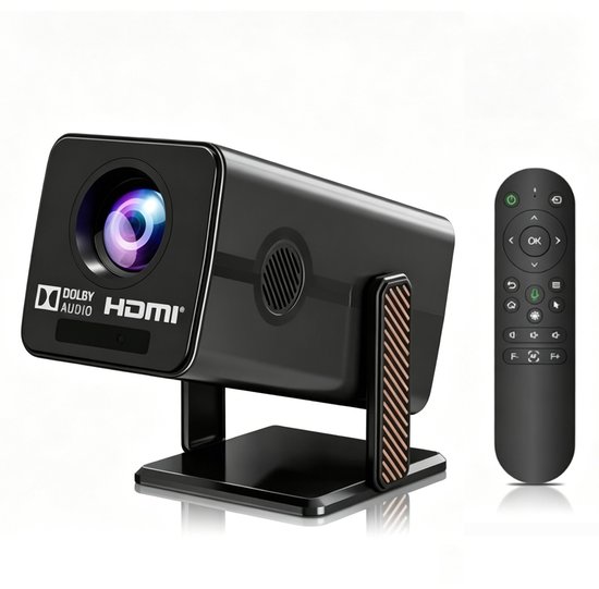 Compacte Xnano Mini beamer Full HD 1080p smart projector 4K, Android 13, WiFi 6, Bluetooth 5.2, autofocus, draagbaar, accu