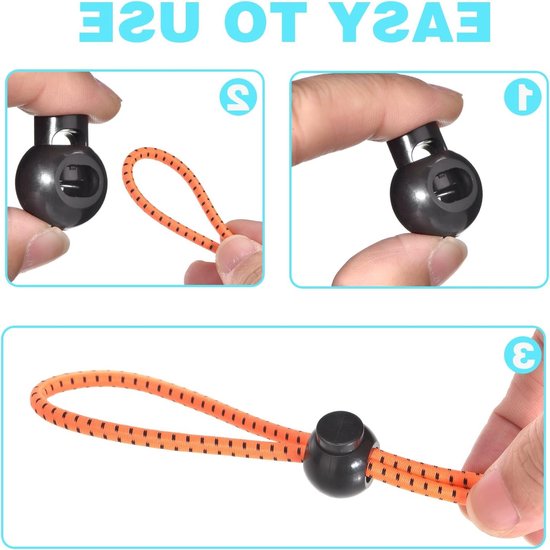 Set van 12 ronde plastic cord stoppers van 5 mm voor laces, jassen en sportkleding - ideale cord clamps voor rugzakken en touwtjes — afbeelding 5