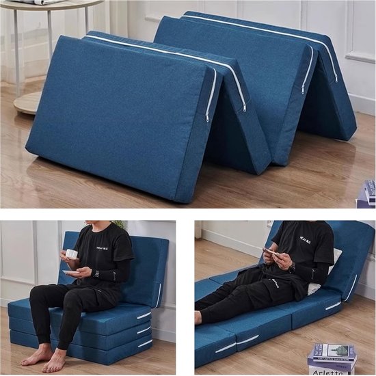 Opvouwbare Matras - Logeermatras Vloermatras - Comfortabel Slapen - Hoge Dichtheid Spons - 200 x 90 cm - Donkergrijs — afbeelding 5