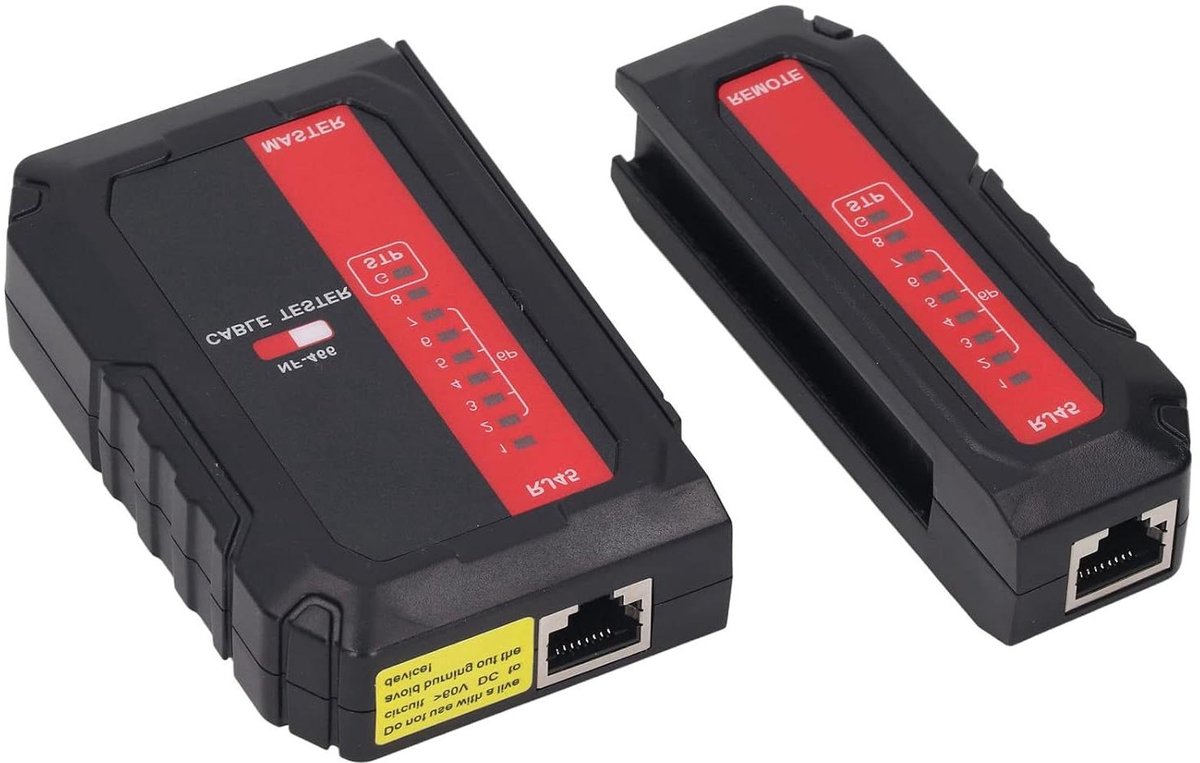 Ethernet Draadtester - Netwerkkabel Tester - Netwerk Installatie - Continuïteitscontrole - 19 x 12 x 4 cm - Zwart