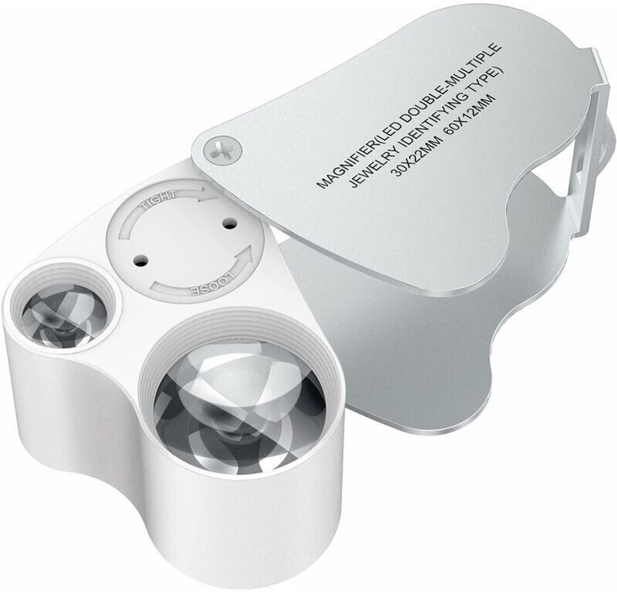 Sieradenvergrootglas 30x60, LED-verlicht horlogevergrootglas, geschikt voor edelstenen, sieraden, stenen, postzegels, munten, horloges, hobby's, antieke modellen, zakvergrootglas, monoculaire lens, 30 x 60 mm