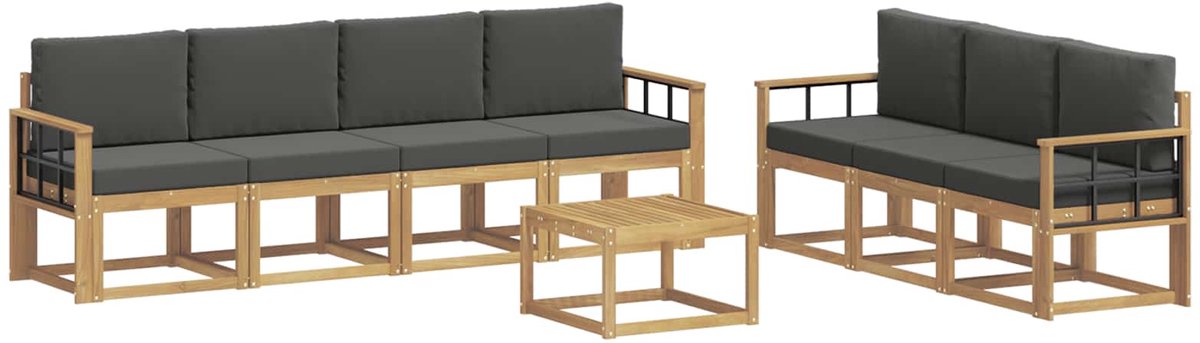 vidaXL Buiten - bank - set - 7 - st - 7-zits - Wit - en - antracietkleurig wit en antracietkleurig