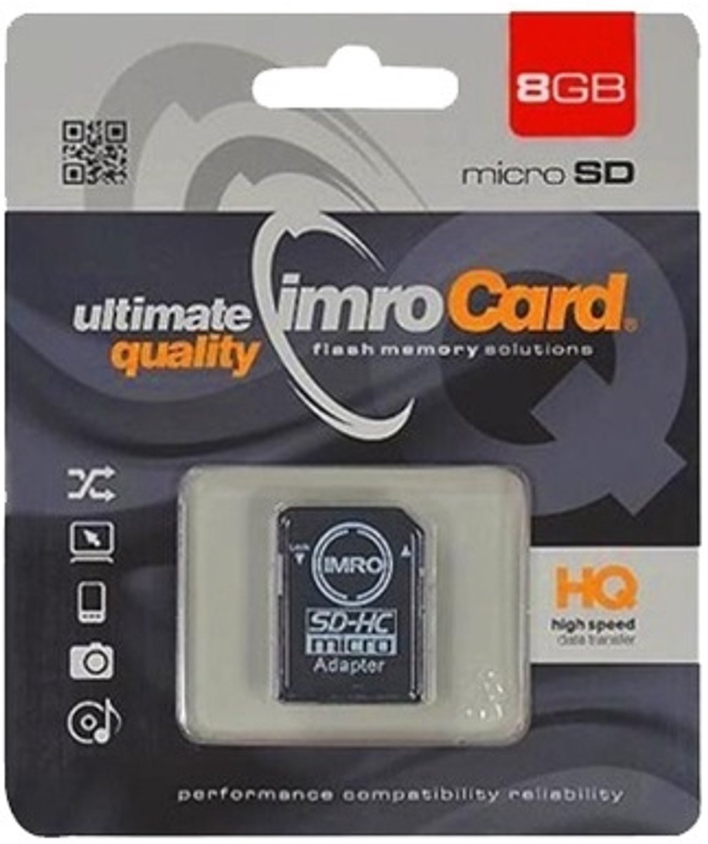 Imro - Micro SD Kaart 8 GB - Geheugenkaart Met Adapter - Class 10 UHS