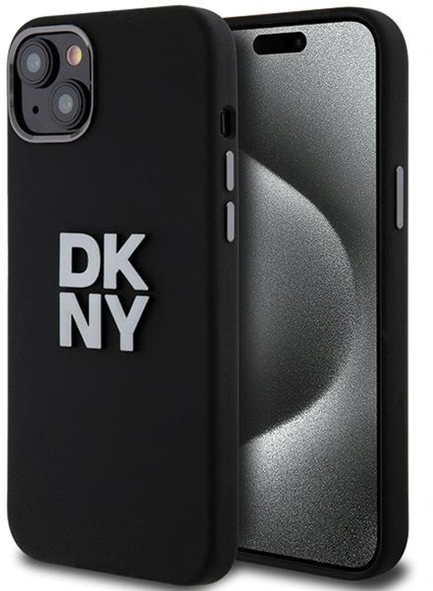 DKNY Silicone Metal Logo Back Case - Geschikt voor Apple iPhone 15 (6.1") - Zwart