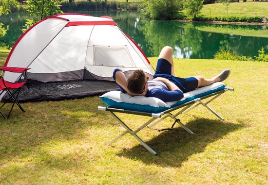 Dailygoody - Opblaasbaar campingmatras - Lichtgewicht en draagbaar - Grijs - Comfortabel slapen - Ideaal voor kamperen - Geschikt voor volwassenen - 1... — afbeelding 2