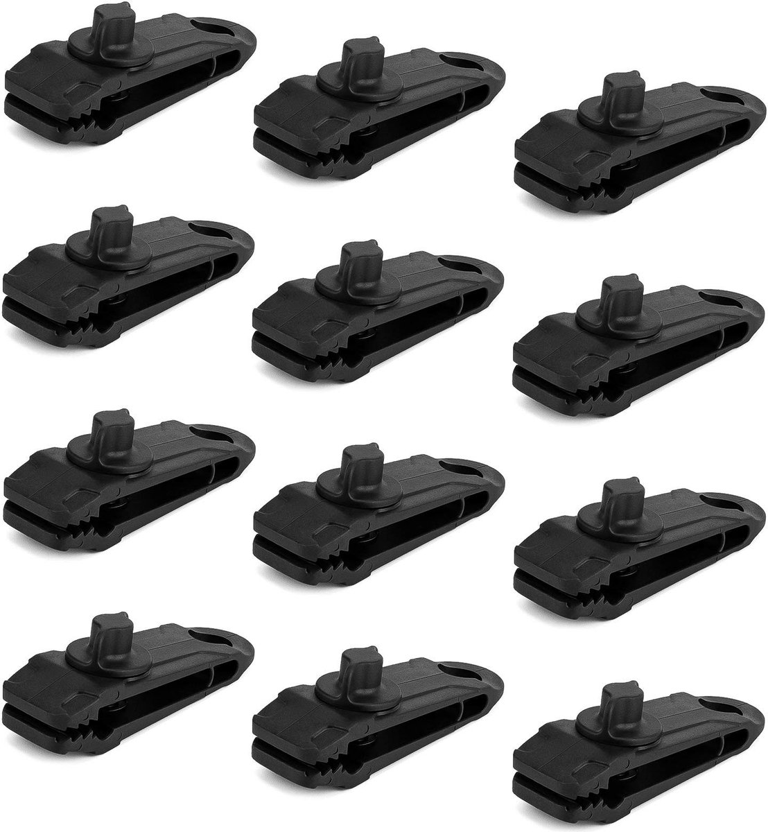Allecto - Vergrendelingsclips - Multifunctionele zeilclips - Ideaal voor kamperen - 12 stuks - Veilig en stevig - Geschikt voor luifels en zeilen
