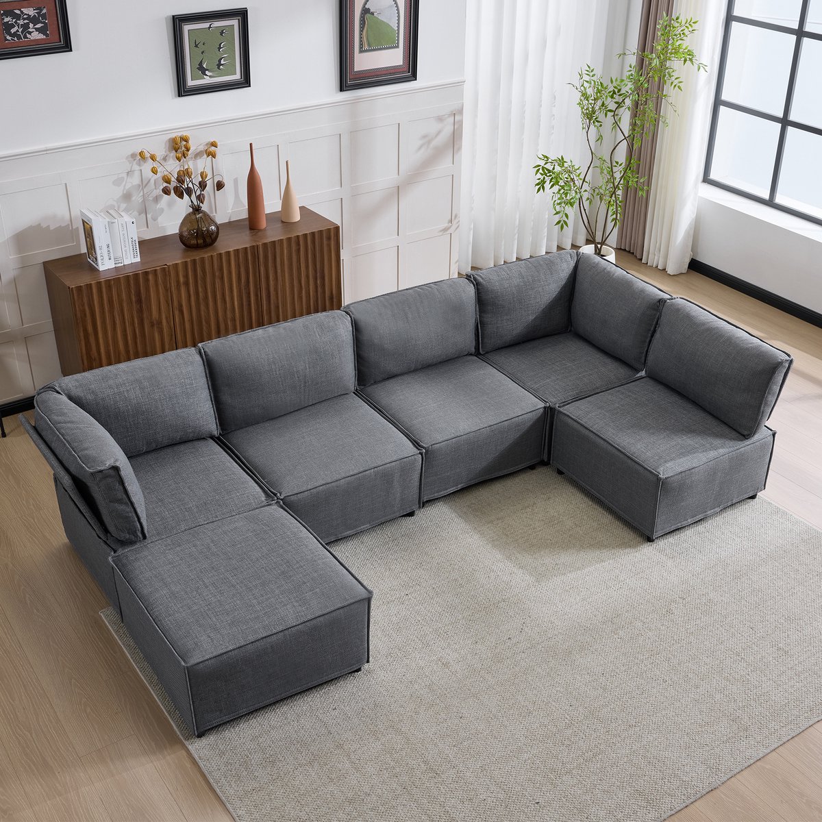 MODFU Modulaire Hoekbank - Omvormbaar Tot Extra Lang Bed - Vrij Indeelbaar - Woonkamer - D