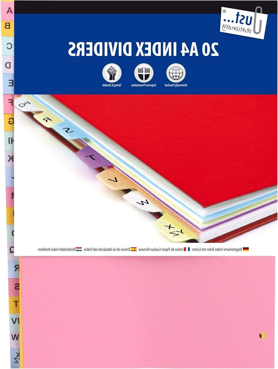 Scheidingsbladen A4 - Registerbladen - Documenten Sorteren - A tot Z - 20 Stuks - Multicolor
