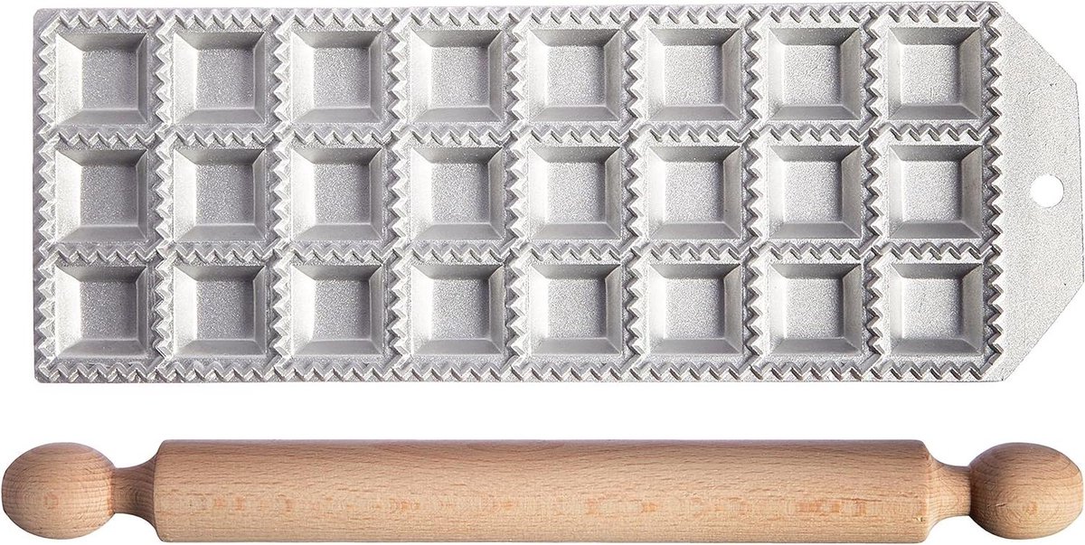 Ravioli Maker - Pastamaker Vierkant - Zelf Pasta Maken - 24 Gaten - 32x32mm - Aluminium