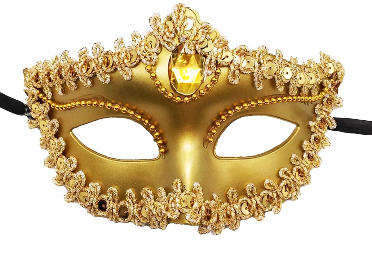 Allecto - Feestmasker - Carnaval - Maskerbal - Halloween - Prom - Kostuumdecoraties - Goud - Venetiaans Masker - Geschikt voor Feesten - Goud Model
