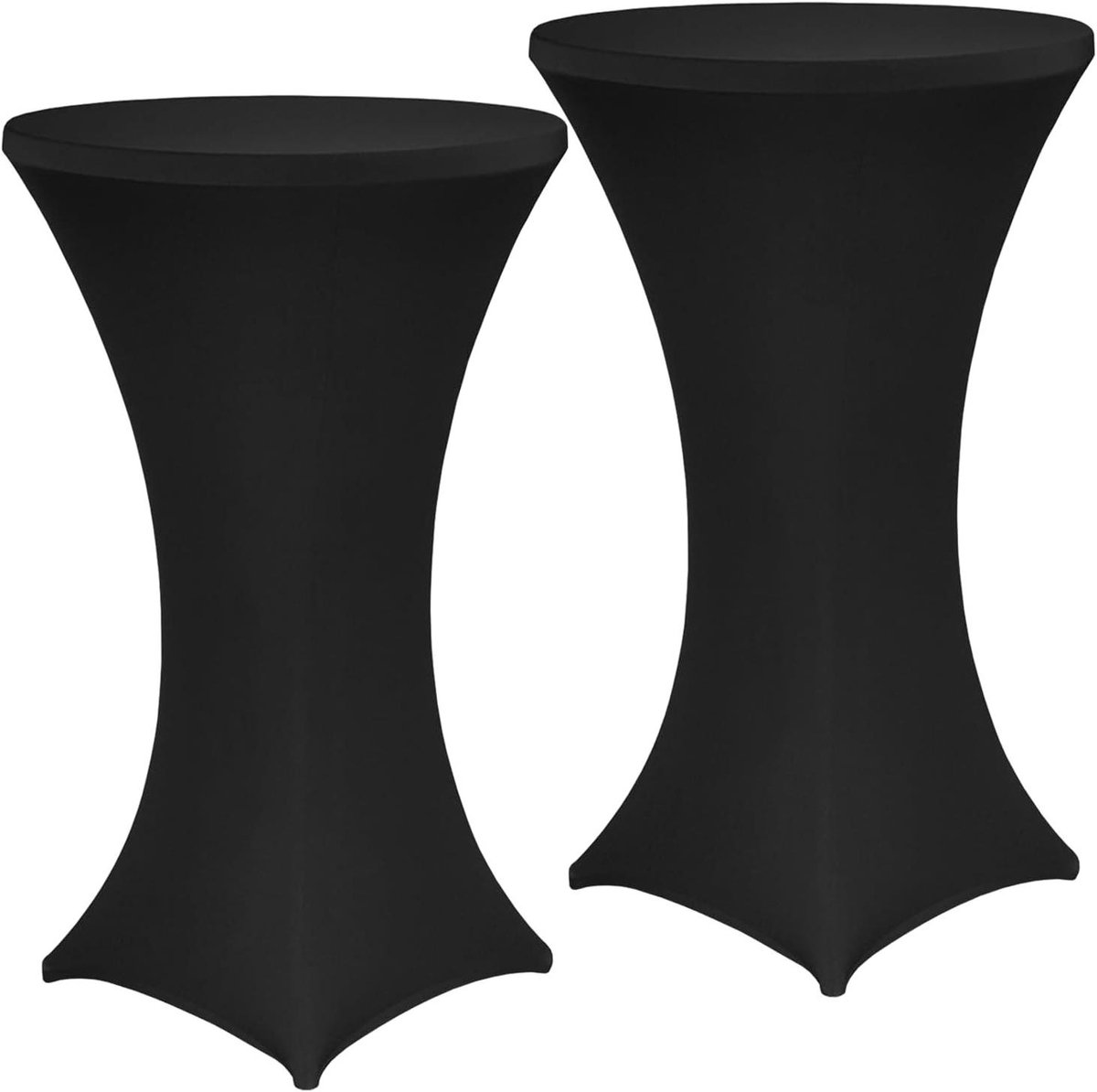 Statafelhoes Set - Tafelbekleding Elastisch - Evenementen Aankleden - Kreukvrije Stretchstof - Ø 80-85 cm - Zwart