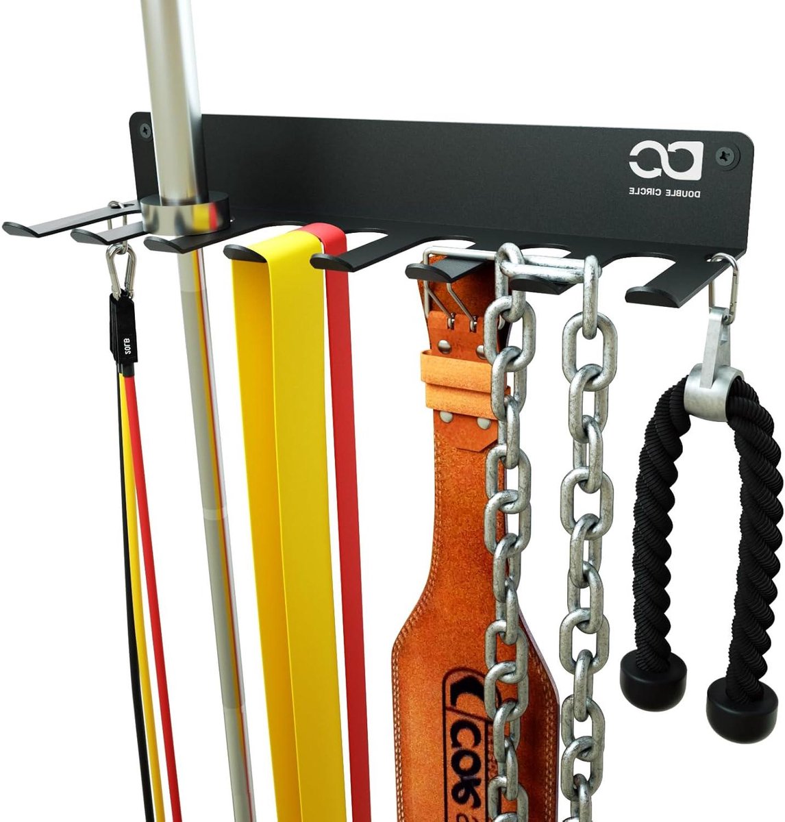 Gym Rack Organizer - Workout Hanger - Fitness Opslag - Versterkte Stalen Constructie - 13 x 43.4 cm - Zwart