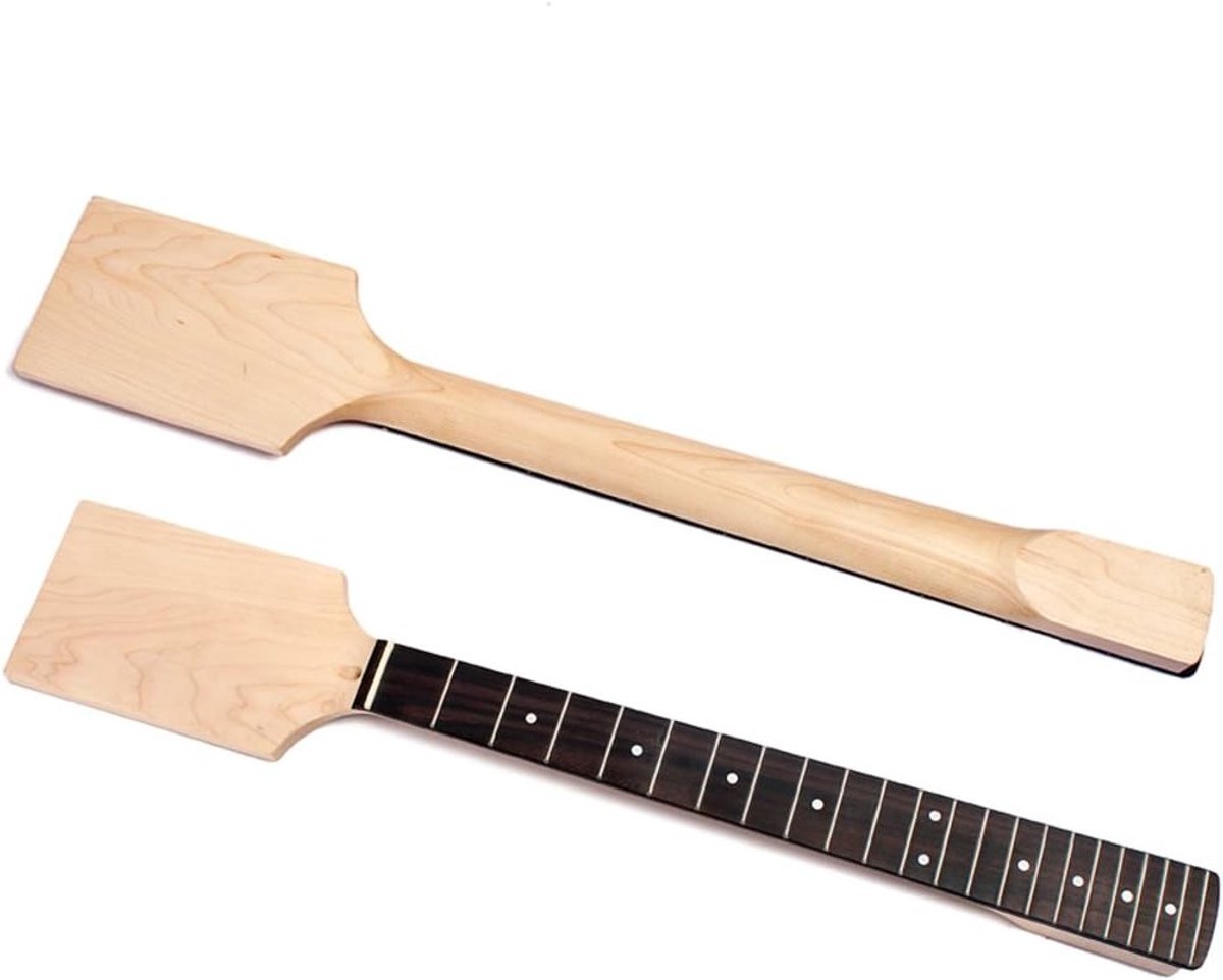 Onafgewerkte Esdoorn Gitaarhals met Paddle Headplate en 22 Frets voor Elektrische Gitaar, Wit Dots, Hoogwaardige Materialen
