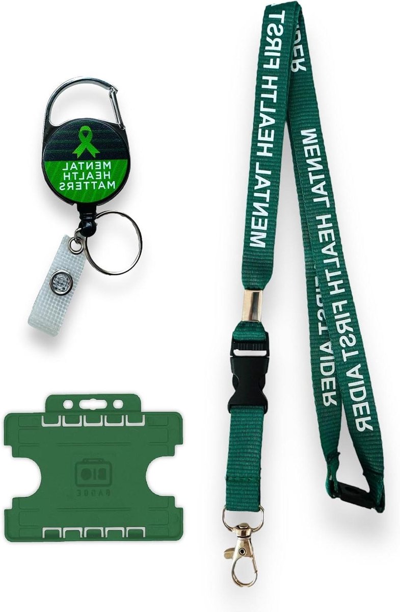 EHBO Lanyard Badgehouder - Intrekbare Clip - Identificatie Tonen - Versterkte Metalen Clip - 3 Delige Set - Groen