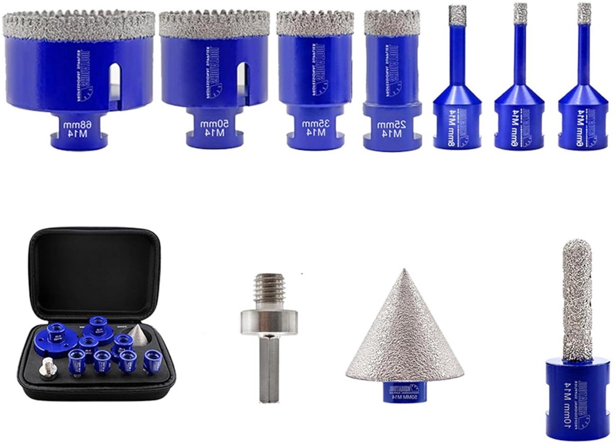 Diamant Boor Set - Tegelboor Gatzaag - Hard Materiaal Boren - Vacuüm Gesoldeerd - 10 Delig - N.v.t.