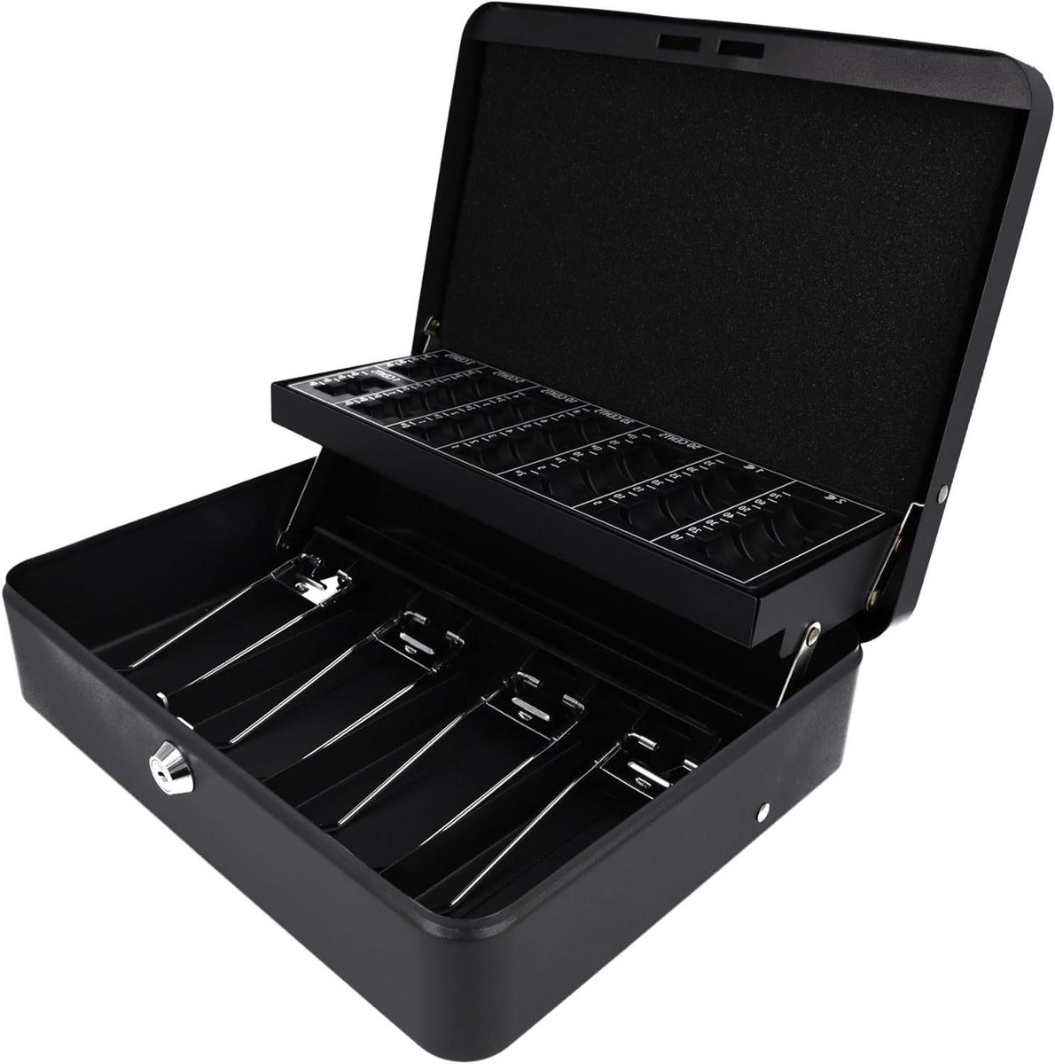 Geldcassette Afsluitbaar - Kassa Doos - Contant Geld Organiseren - Robuuste Stalen Constructie - 30 cm - Zwart