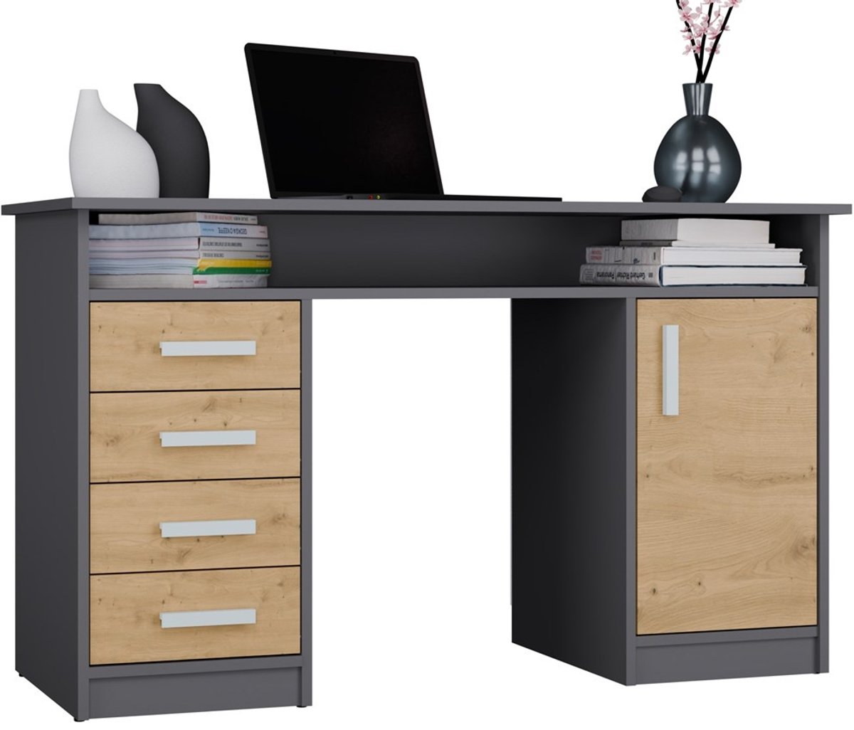 Bureau ADA Antraciet Eiken 125 CM Antraciet Eiken