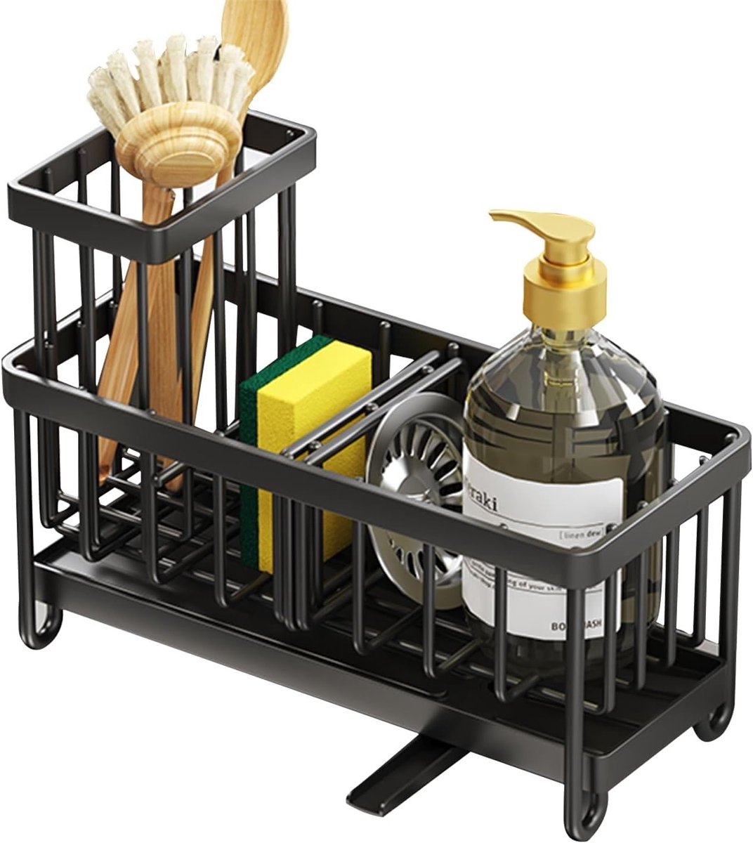 Multifunctionele RVS Afwasbak Organizer met Zelfledigende Afvoer voor Keuken en Badkamer, Ideaal voor Keukenopslag en Afwasbenodigdheden