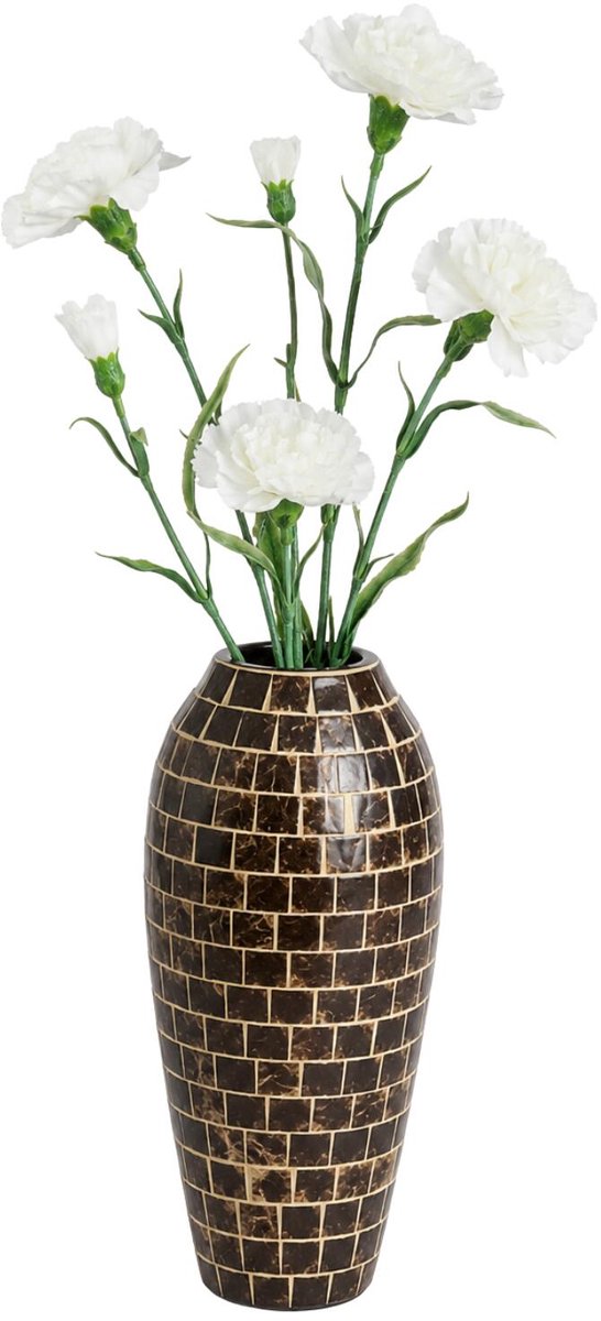 Mica Decorations Kunstbloem Anjer Floristic - 3x - H71 cm - wit - kunststof - stelen kunstbloemen - boeket - witn bloemetjes