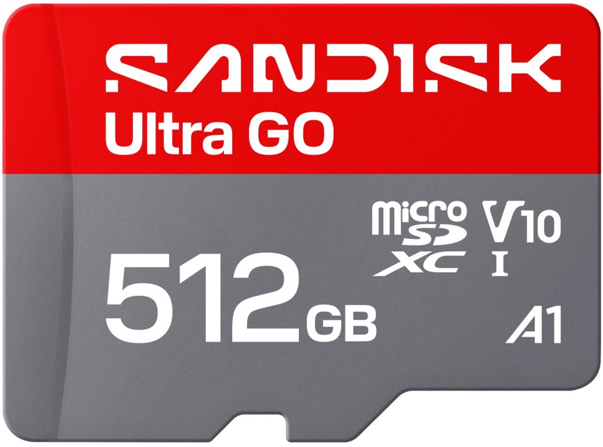 SanDisk microSDXC Ultra GO 512GB (UHS-I, V10, U1, C10, A1, R190 MB/s, Full Video HD