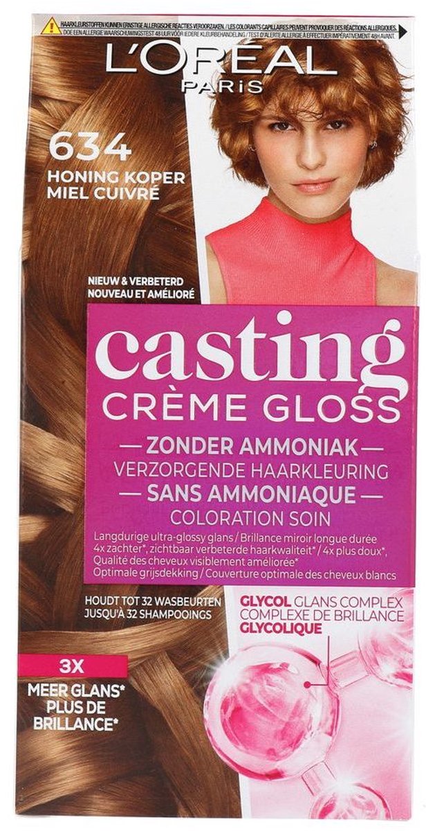 L’Oréal Paris Casting Crème Gloss 634 Honey Biscuit - Donker Goud Koperblond - Haarverf