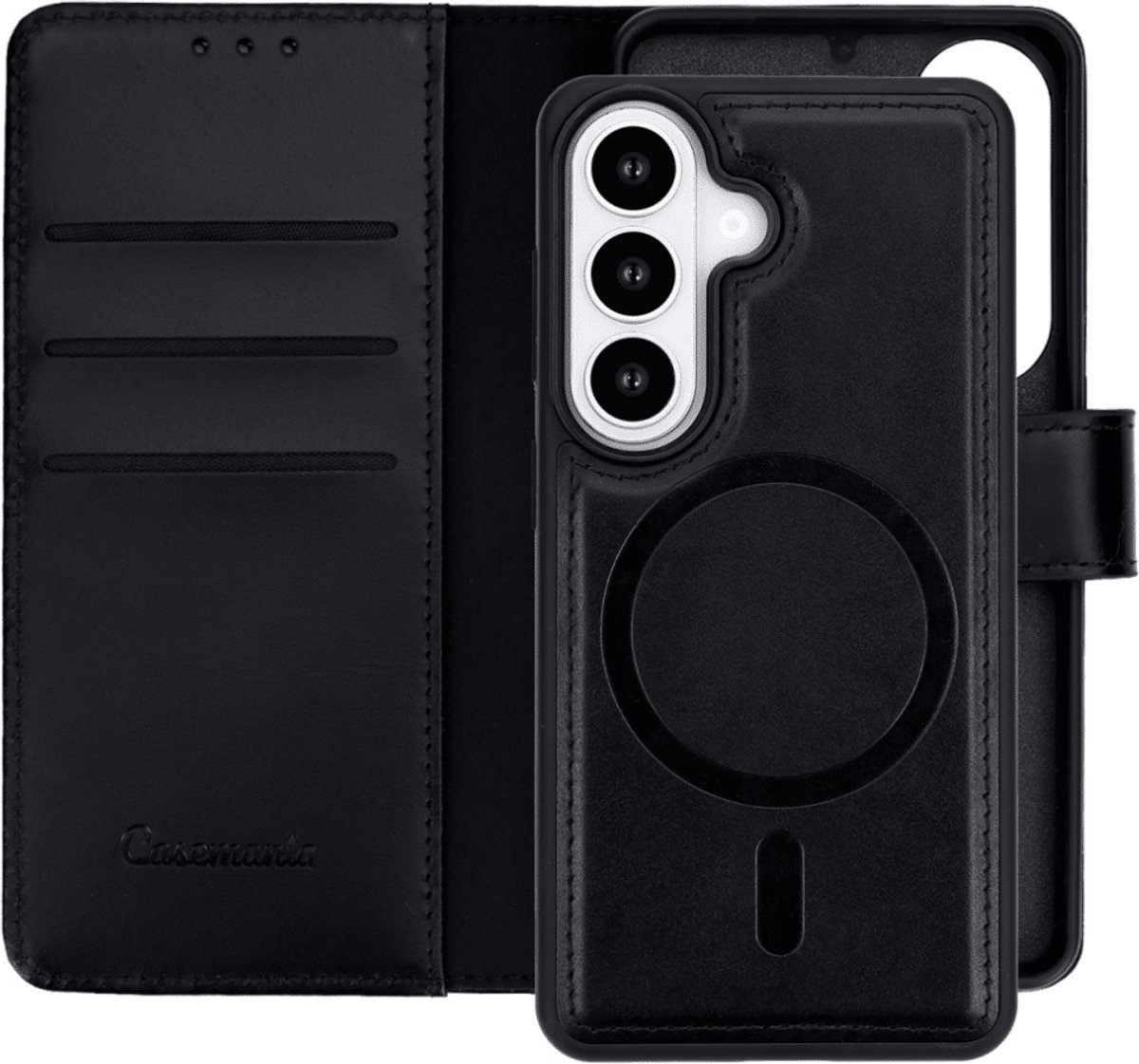 Casemania - 2 in 1 Real Leather geschikt voor Samsung A57 - Zwart