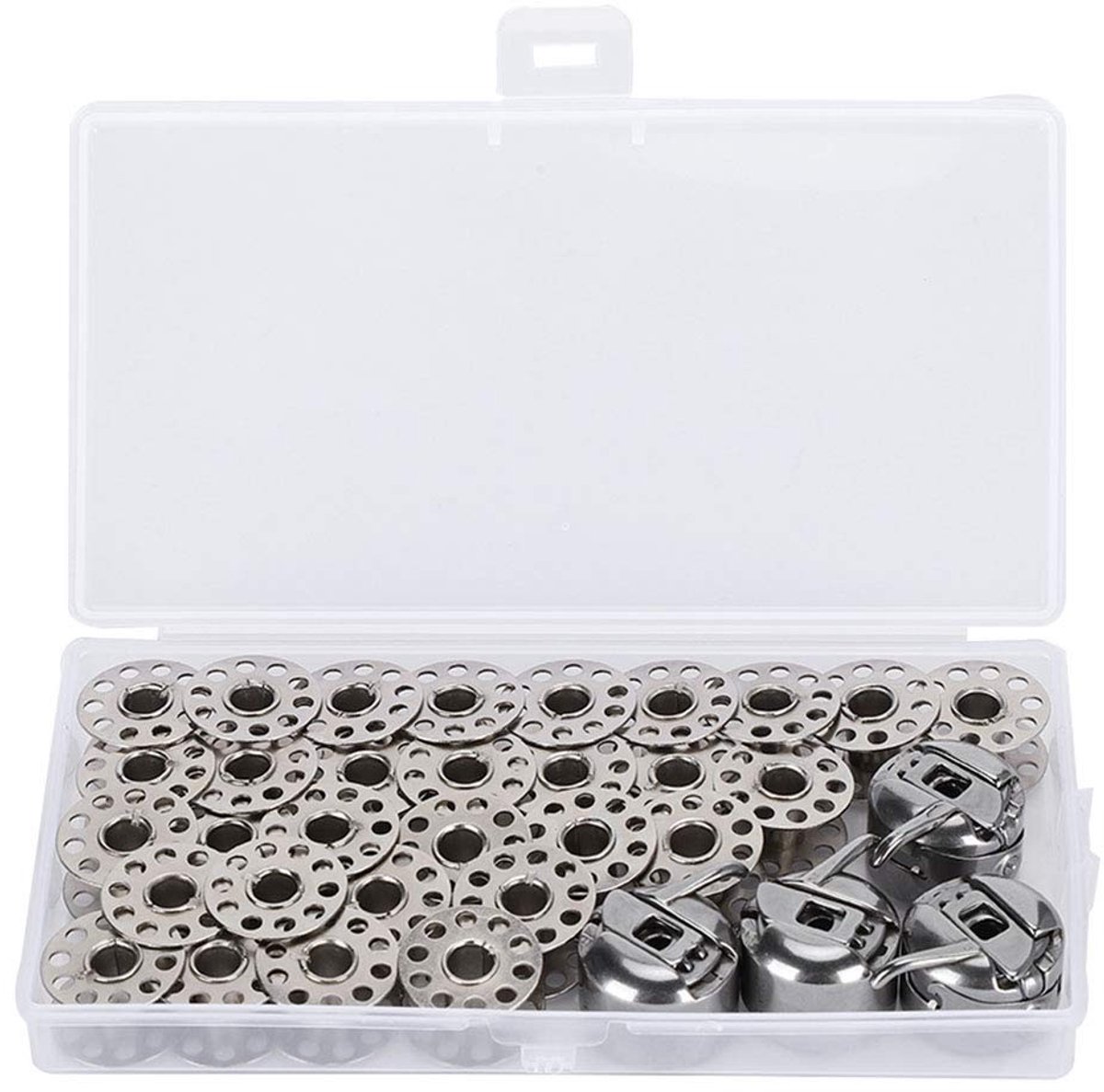 VT Goods - 30 stuks metalen spoelen - Naaimachine accessoires - Opbergdoos inbegrepen - Huishoudelijk gebruik - Vervangende onderdelen - Geschikt vo..