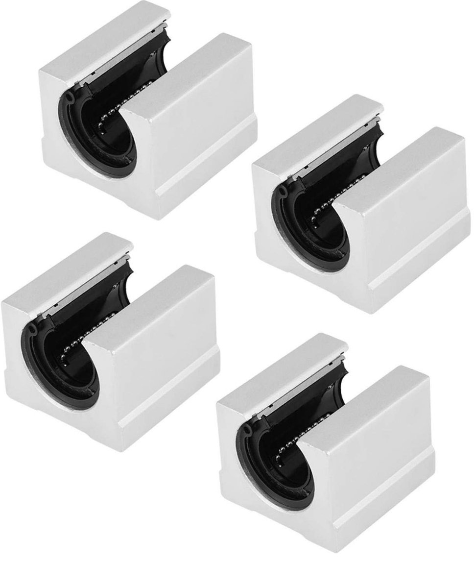 Dailygoody - SBR20UU Linear Motion Bearing - 4 Stuks - CNC Toebehoren - 20mm, Aluminium