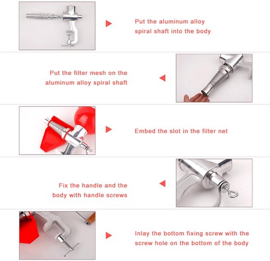 Allecto - Handmatige Tomaten Sapcentrifuge - Aluminium Legering - Voor Tomatensaus en Sinaasappelsap - Rood - Fruit en Groenten - Ideaal voor Huish... van Merkloos — afbeelding 3