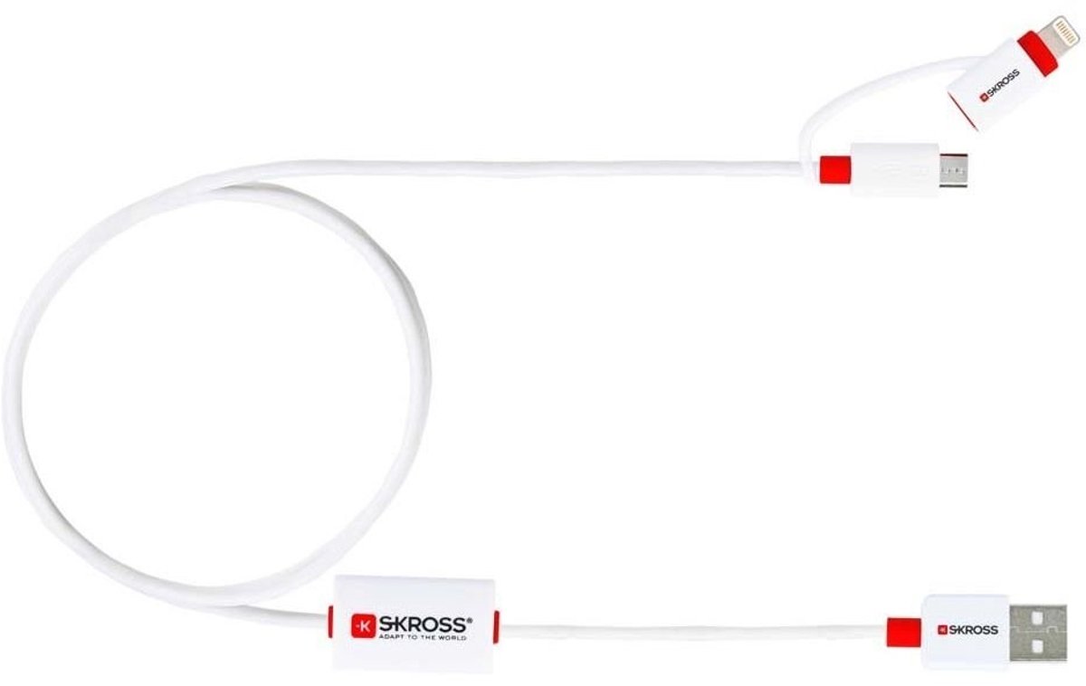 Dailygoody - 2-in-1 Lightning & Micro USB Oplaadkabel met Alarmfunctie - Wit