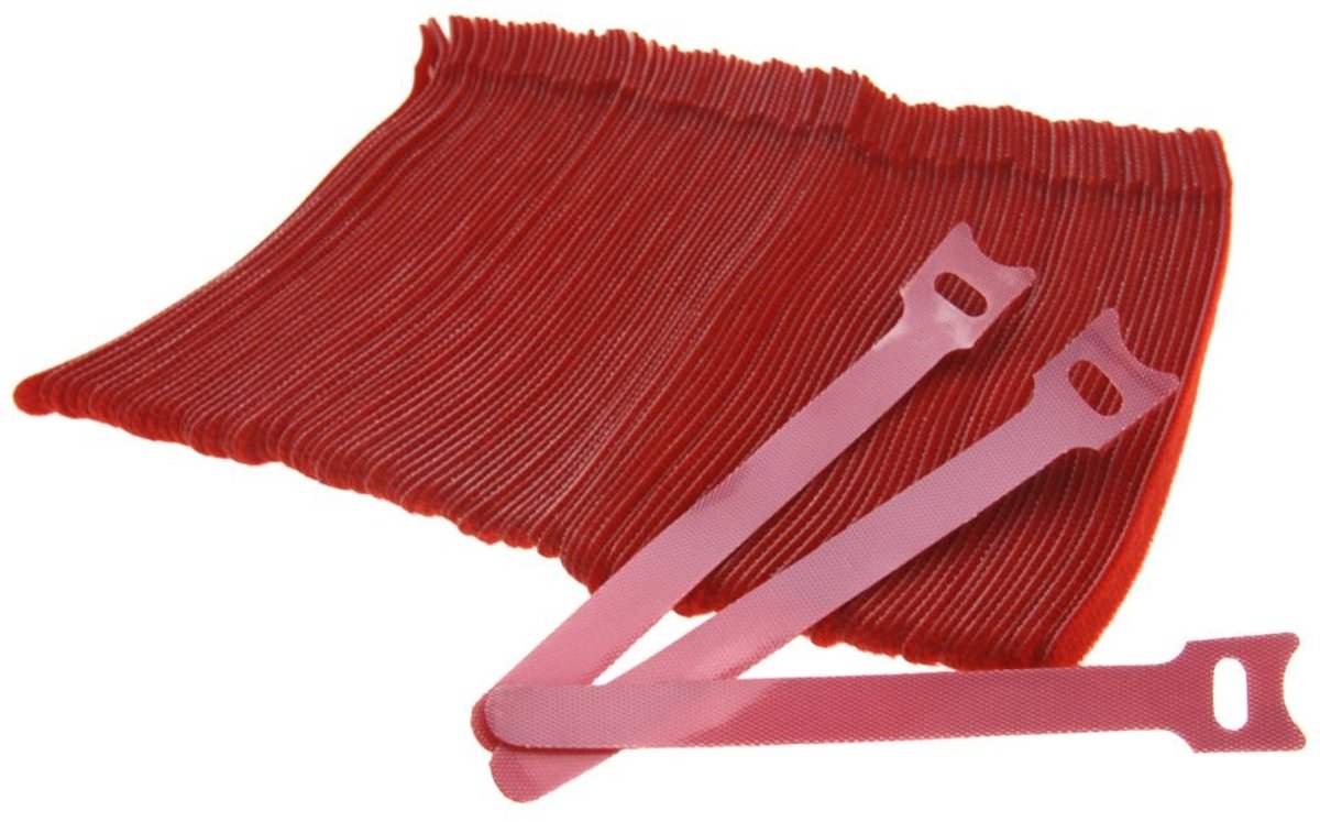 Dailygoody - Red Hook and Loop Cable Ties - Organiseren - 100 Stuks - Rood - Herbruikbaar - Geschikt voor Kabels en Materialen