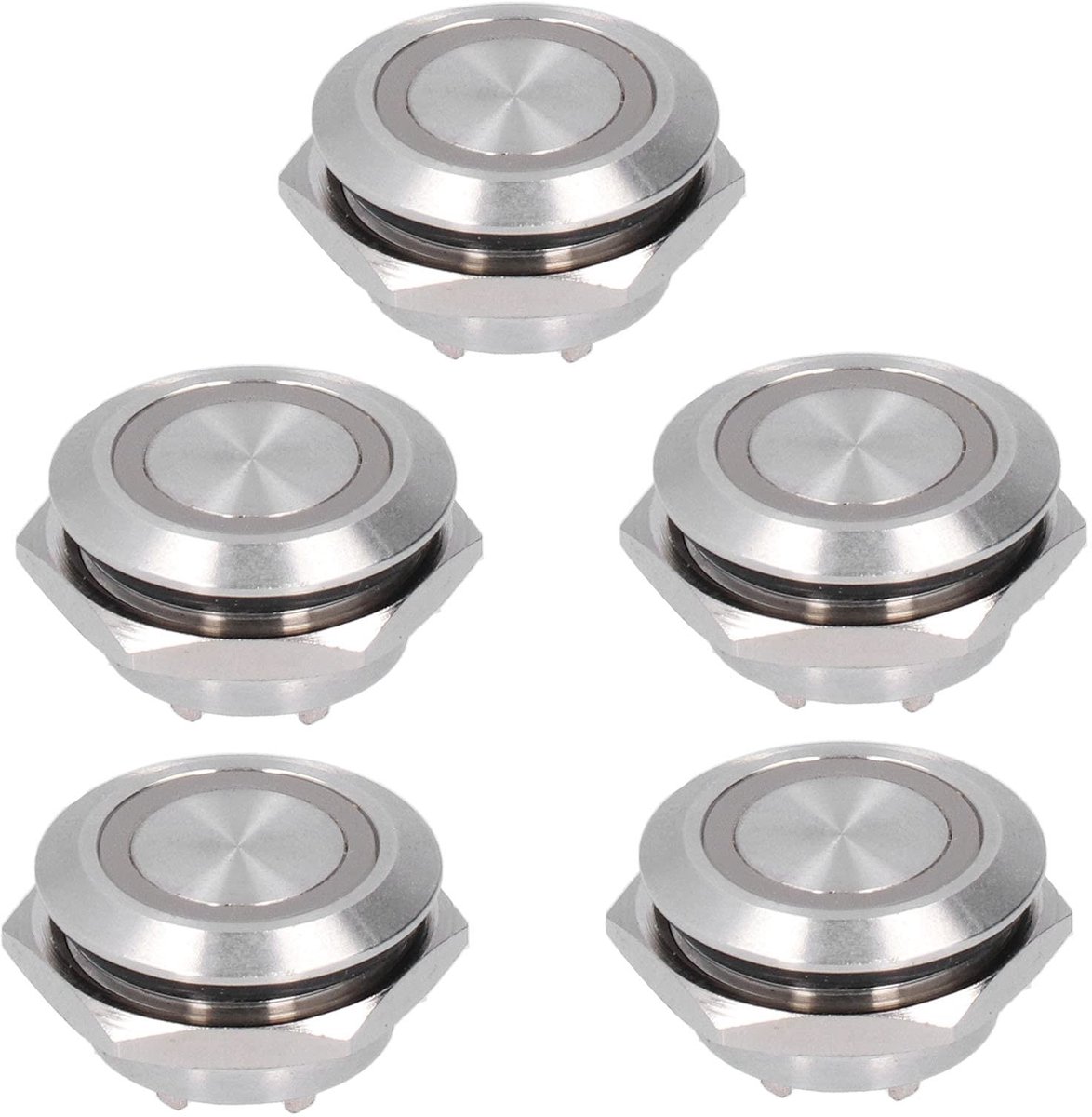 Dailygoody - Momentary Push Button Switch - 5-delige Set - Waterdichte Schakelaar voor Buiten - 19mm - LED Verlichting - DC12-24V Blauw - Geschikt voo