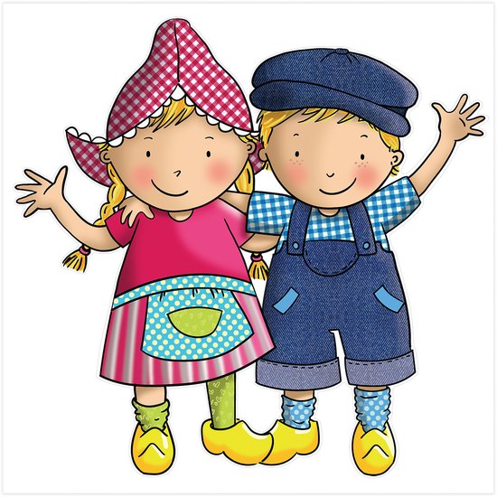 Fien en Teun Muurstickers - Kinderen - 50x55cm - Multi