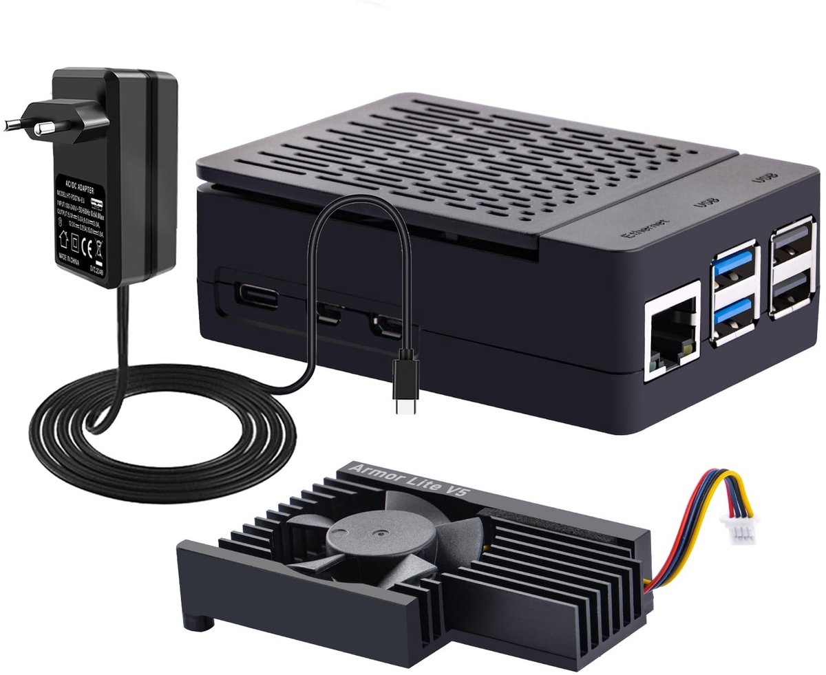 Dailygoody - Raspberry Pi 5 - ABS Case - Voeding Kit - 5A - Raspberry Pi 5 - 27W Voeding - Geschikt voor Raspberry Pi - Model KZ-0035-EU