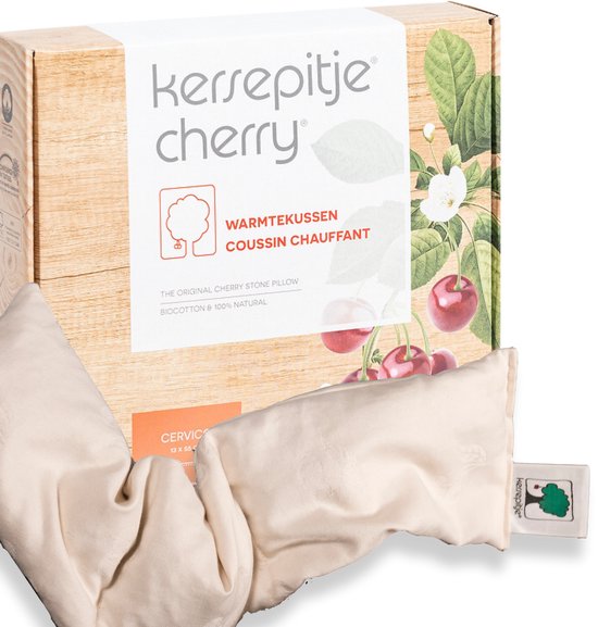 Kersepitje® Cervico Ecru - Langwerpig Kersenpitkussen - Pittenzak Magnetron - Pittenkussen magnetron - Warmtekussen magnetron - 13x55cm