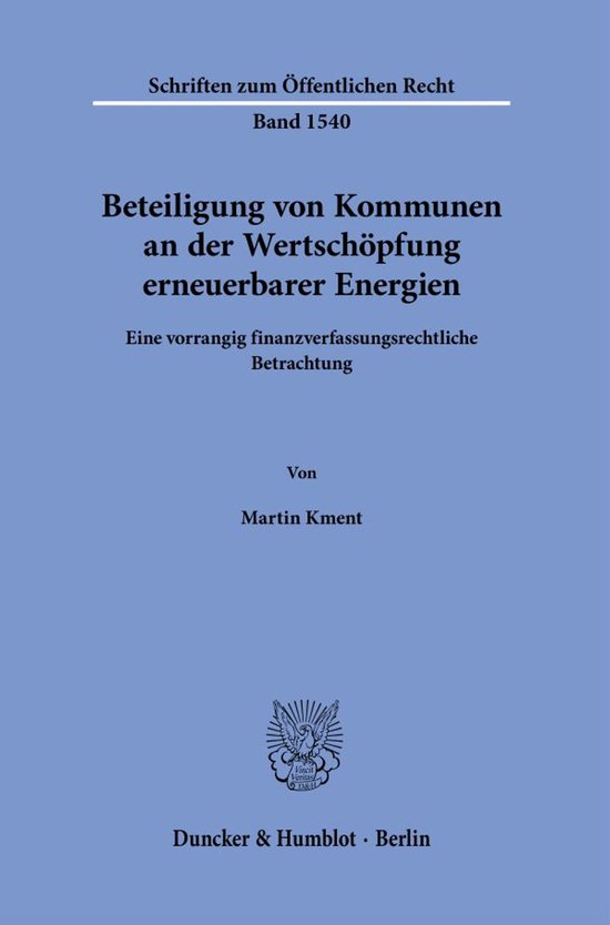 Schriften zum Öffentlichen Recht1540- Beteiligung von Kommu ... - cover